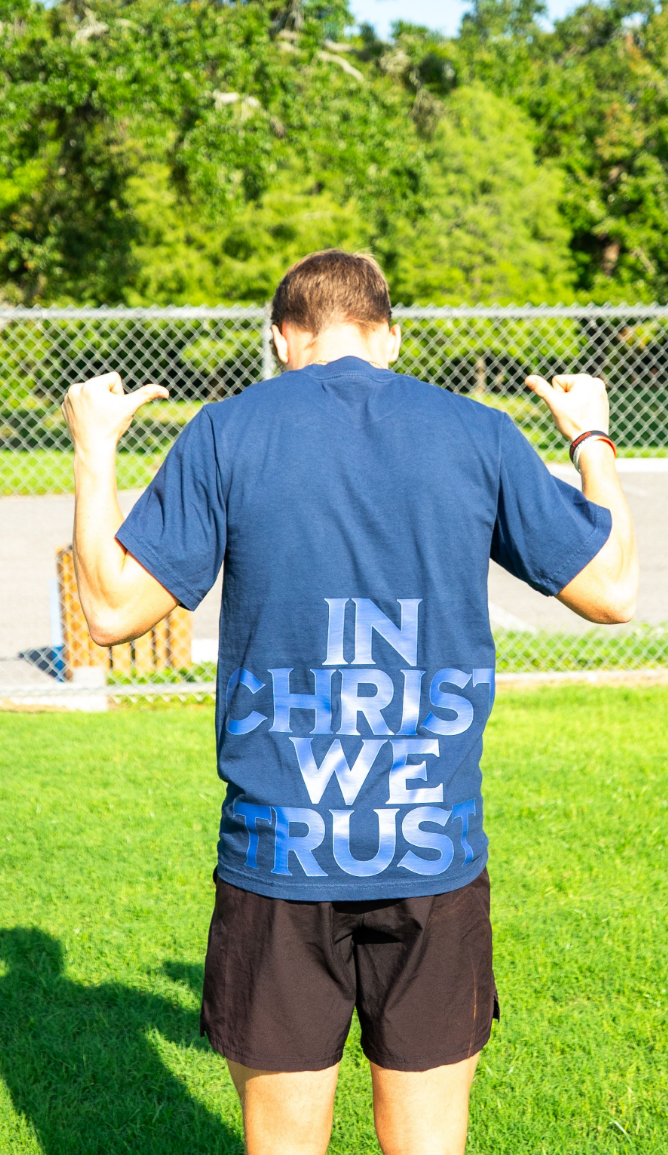 'In Christ We Trust' Oversized Tee - Navy