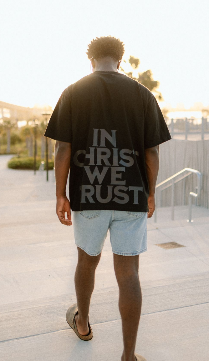 'In Christ We Trust' Overweight Tee - Black