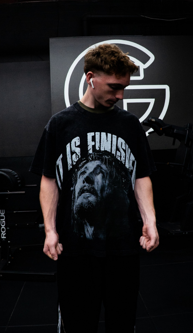 'It Is Finished' Oversized Tee - Black