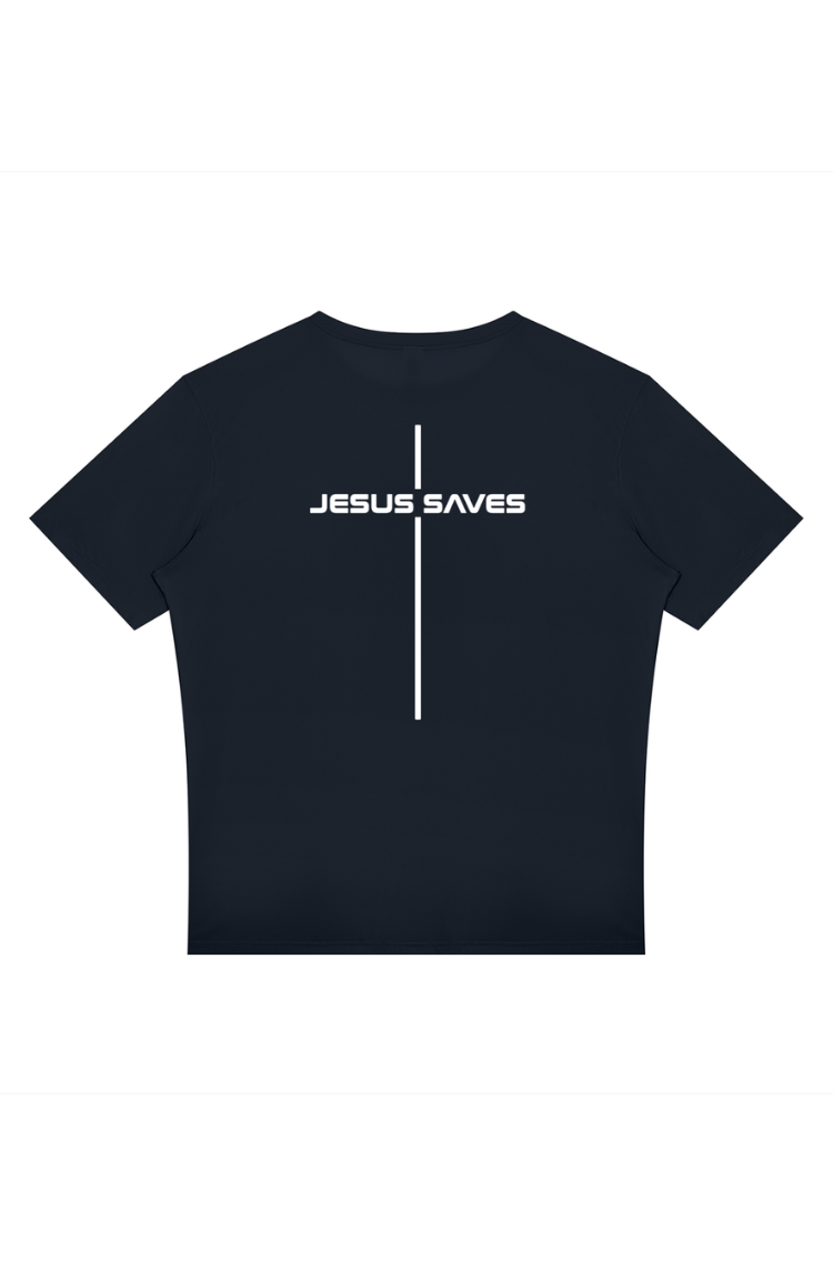 Jesus Saves Stride Performance Tee - Navy Blue