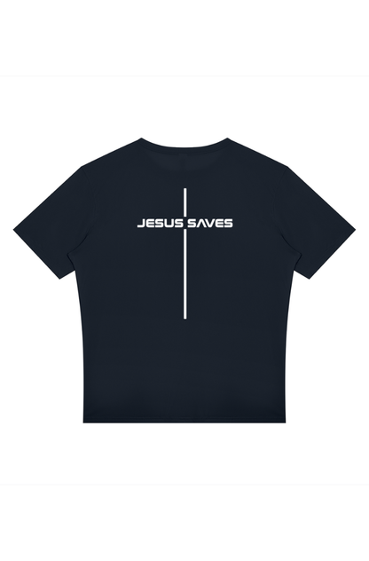 Jesus Saves Stride Performance Tee - Navy Blue