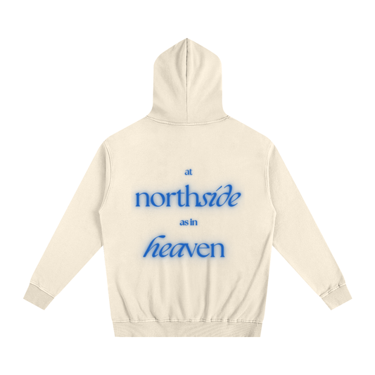 'At Northside As In Heaven' Oversized Hoodie - Cream