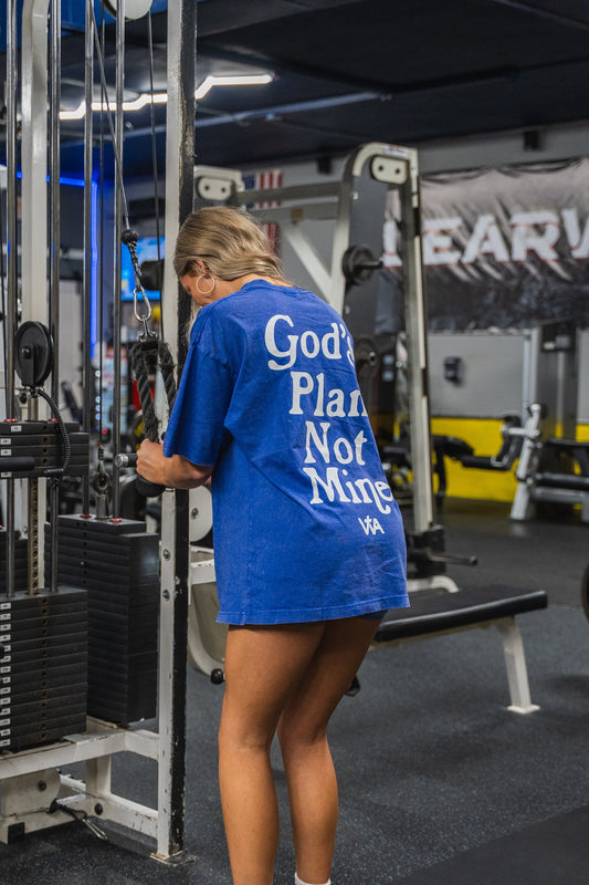 'God's Plan Not Mine' Block Tee - Blue