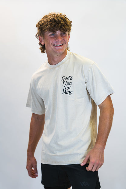 'God's Plan Not Mine' Block Tee - Cream