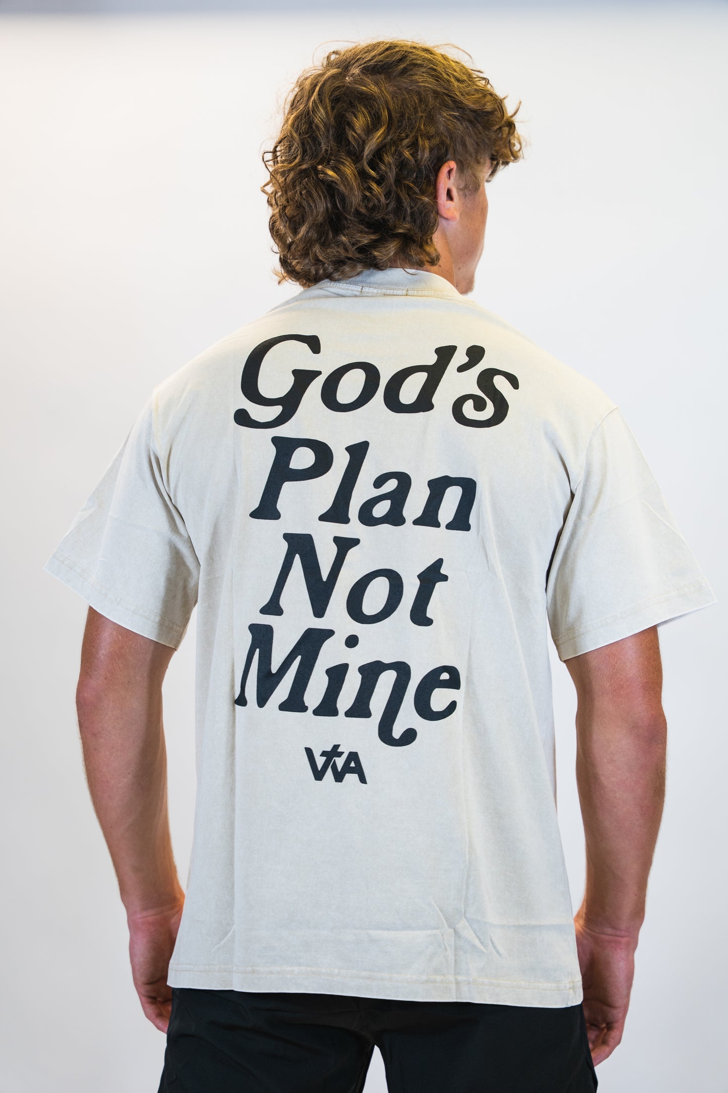 'God's Plan Not Mine' Block Tee - Cream