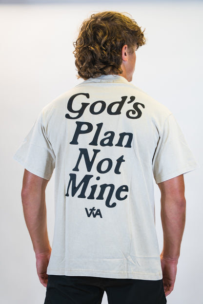 'God's Plan Not Mine' Block Tee - Cream
