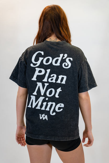 'God's Plan Not Mine' Block Tee - Black
