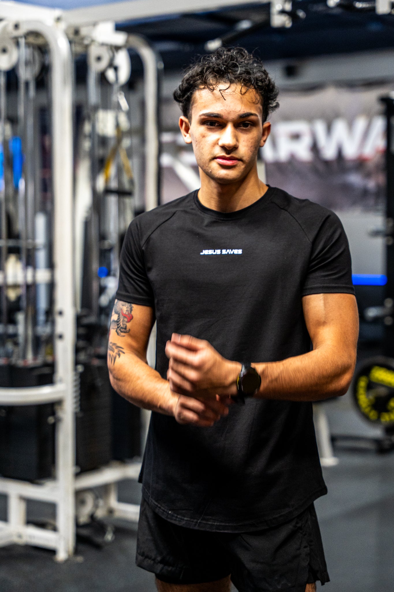 'Jesus Saves' Arc Tee - Black