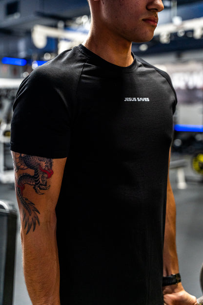 'Jesus Saves' Arc Tee - Black