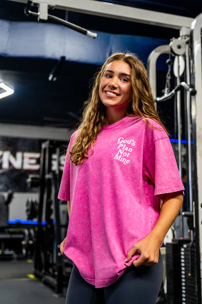 'God's Plan Not Mine' Oversized Tee - Pink