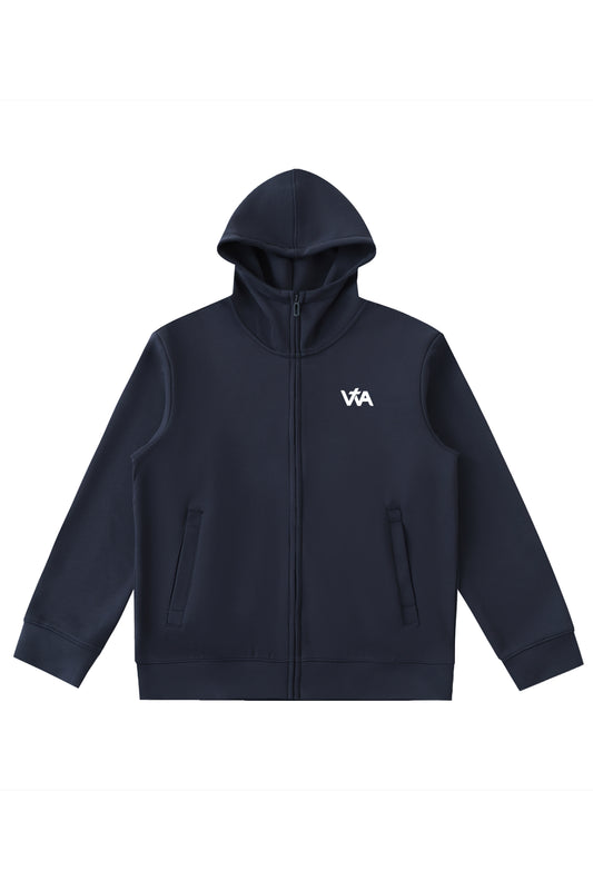 'God's Plan Not Mine' Essential High Neck  Zip-Up Hoodie - Navy Blue