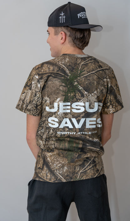 "Jesus Saves" Camo Shirt