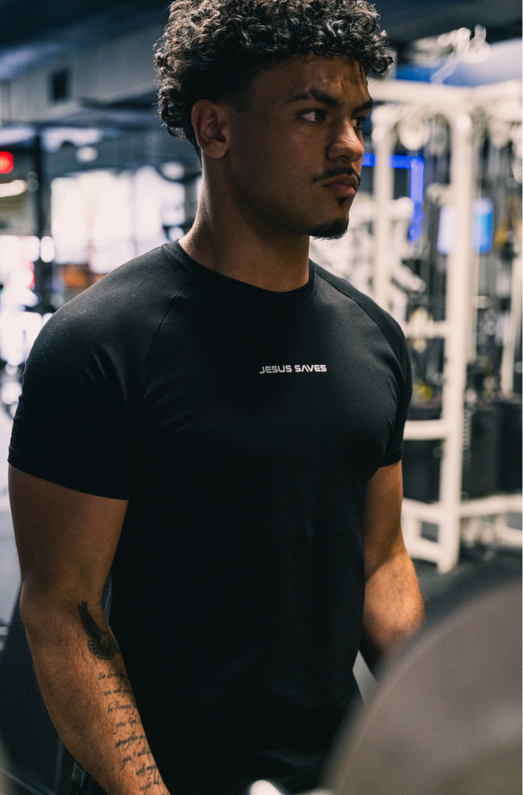 'Jesus Saves' Arc Tee - Black
