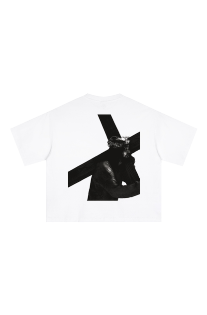 He is Worthy Cropped Tee - White