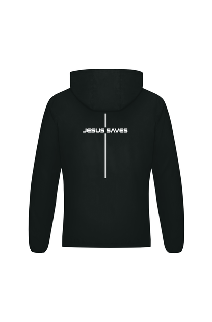 'Jesus Saves' Windbreaker - Black