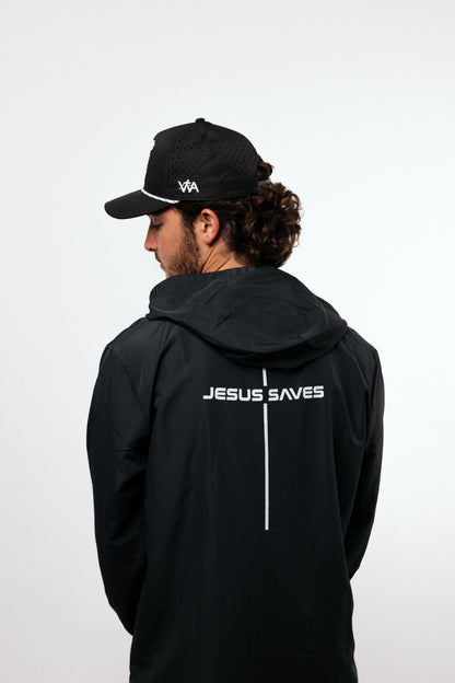 Jesus Saves Windbreaker - Black