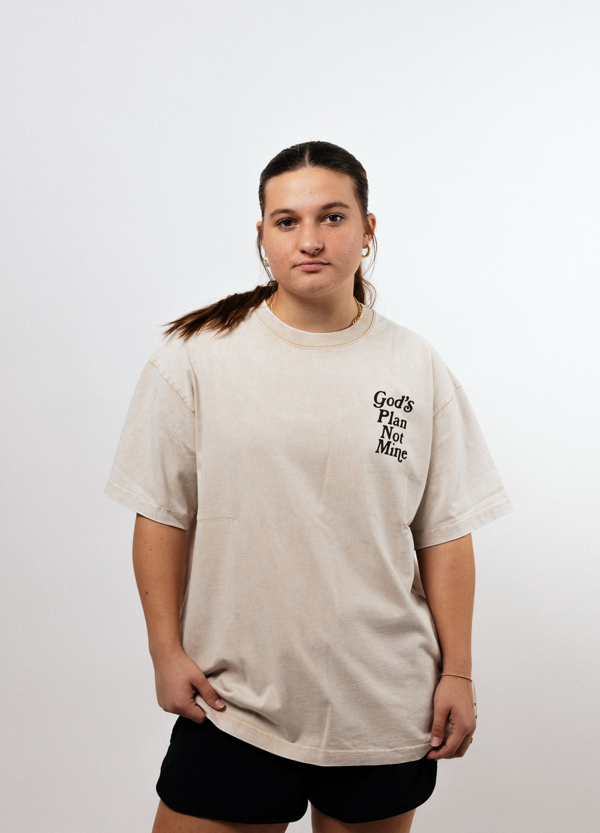 God's Plan Not Mine Oversized Tee - Cream