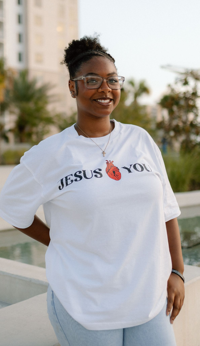 'Jesus Loves You' Oversized Tee - White