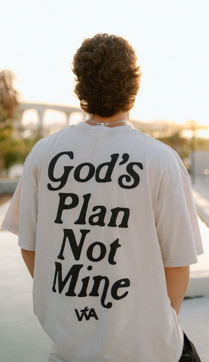 'God's Plan Not Mine' Oversized Tee - Cream