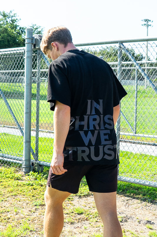 'In Christ We Trust' Oversized Tee - Black