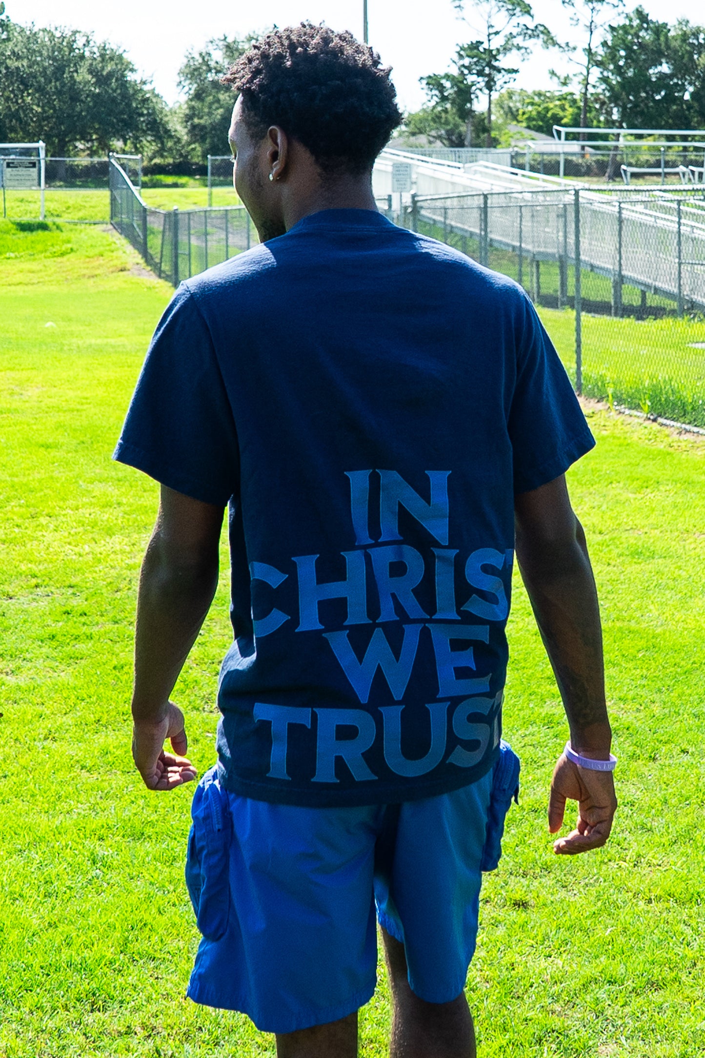 'In Christ We Trust' Oversized Tee - Navy