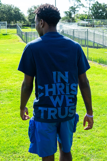 'In Christ We Trust' Oversized Tee - Navy