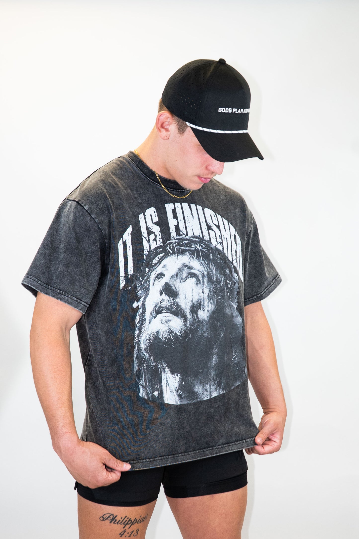 'It Is Finished' Oversized Tee - Black