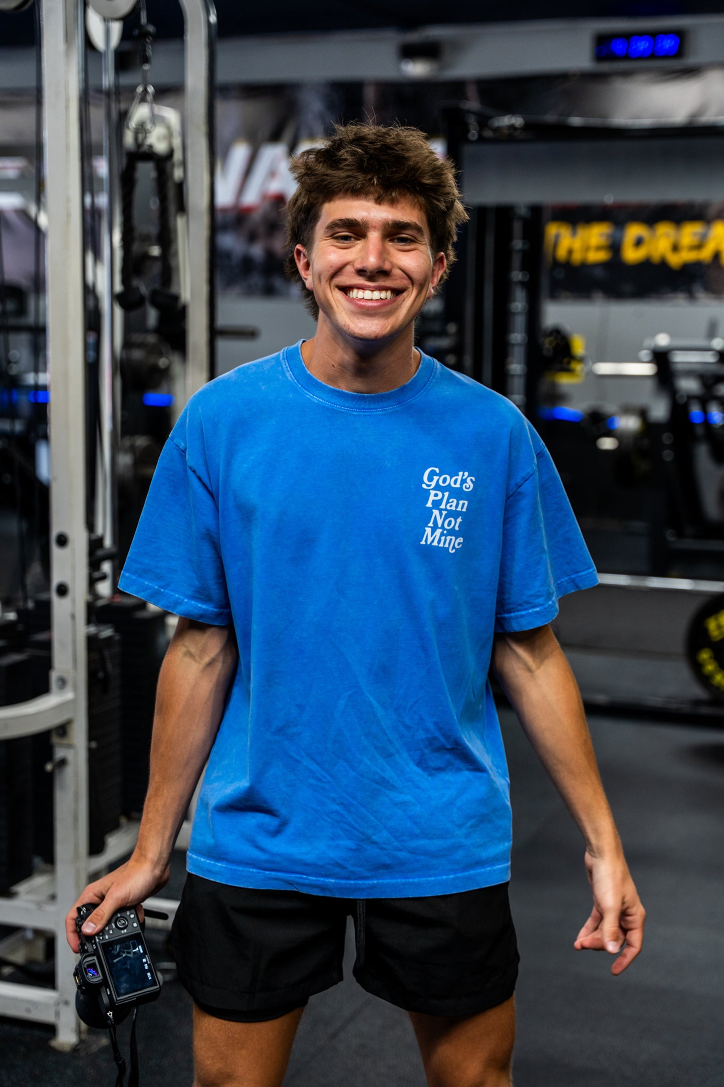 'God's Plan Not Mine' Oversized Tee - Blue