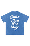 'God's Plan Not Mine' Oversized Tee - Blue