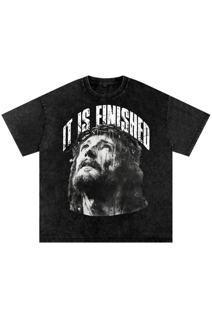 'It Is Finished' Oversized Tee - Black