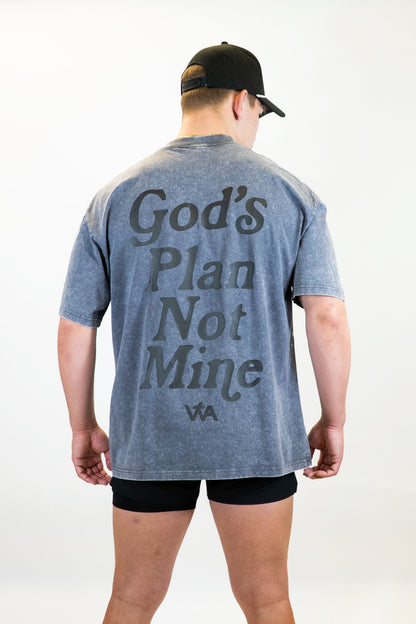 ‘God’s Plan Not Mine’ Oversized Tee - Gray
