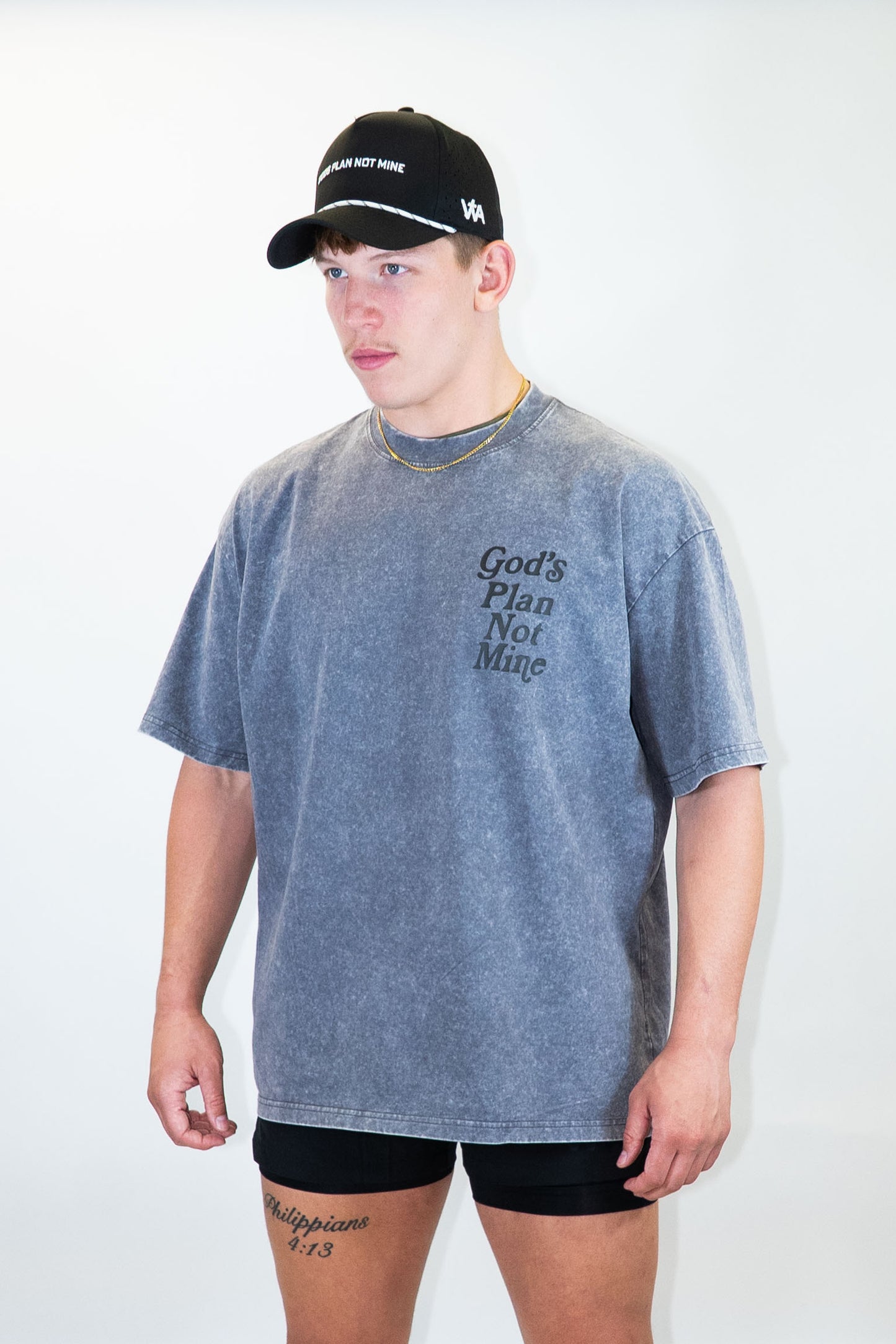‘God’s Plan Not Mine’ Oversized Tee - Gray